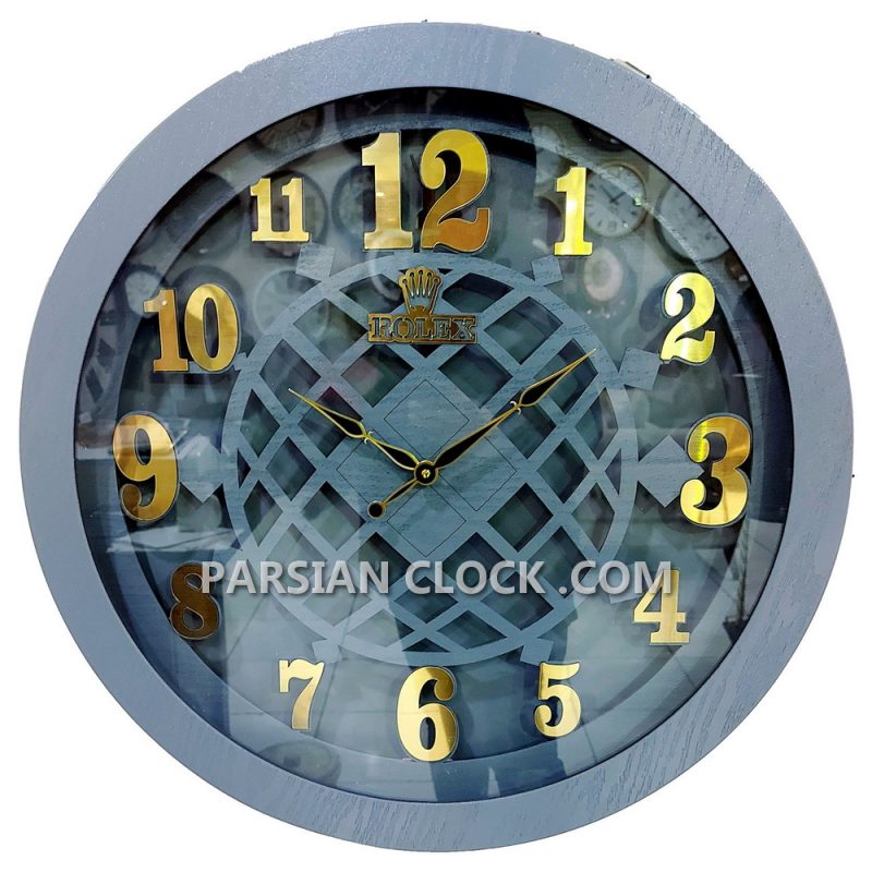 ساعت دیواری چوبی طرح رولکس کد 112 (1)