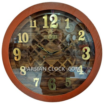 ساعت دیواری چوبی طرح رولکس کد 112 (2)