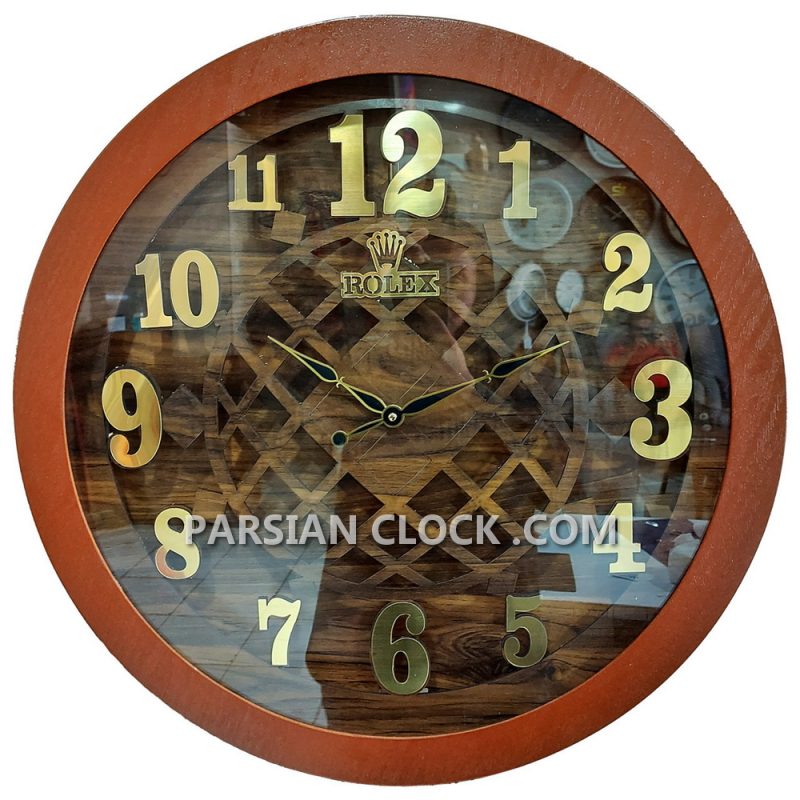 ساعت دیواری چوبی طرح رولکس کد 112 (2)